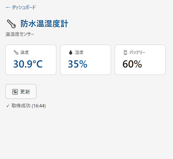 温湿度センサーの表示画面